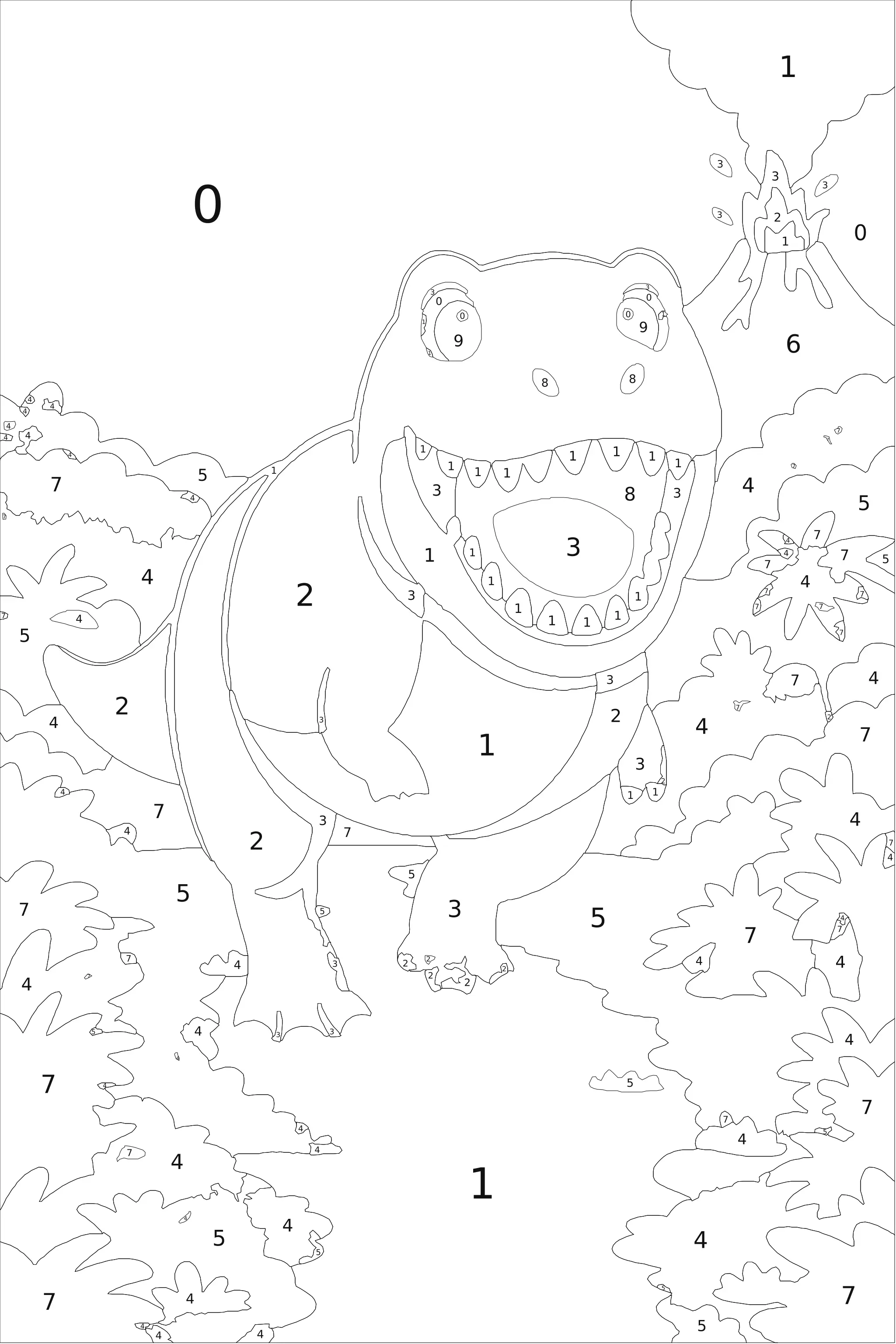 Grille de coloriage mystère à imprimer (dinosaures)